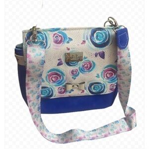 Barb’s Bags Crossbody Floral Bag Tote in Blue Purple Teal